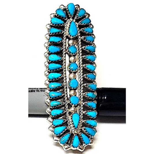 Massive Navajo Turquoise Cluster Ring Sz 7.5 Sterling Silver