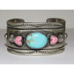 Massive Navajo Turquoise Pink Shell Heart Statement Cuff 