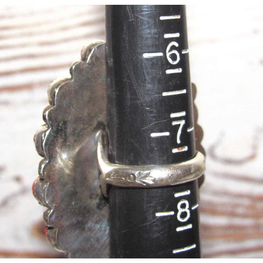 Massive Navajo Turquoise Red Spiny Cluster Ring Sz 7.5 