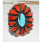 Massive Navajo Turquoise Red Spiny Cluster Ring Sz 7.5 