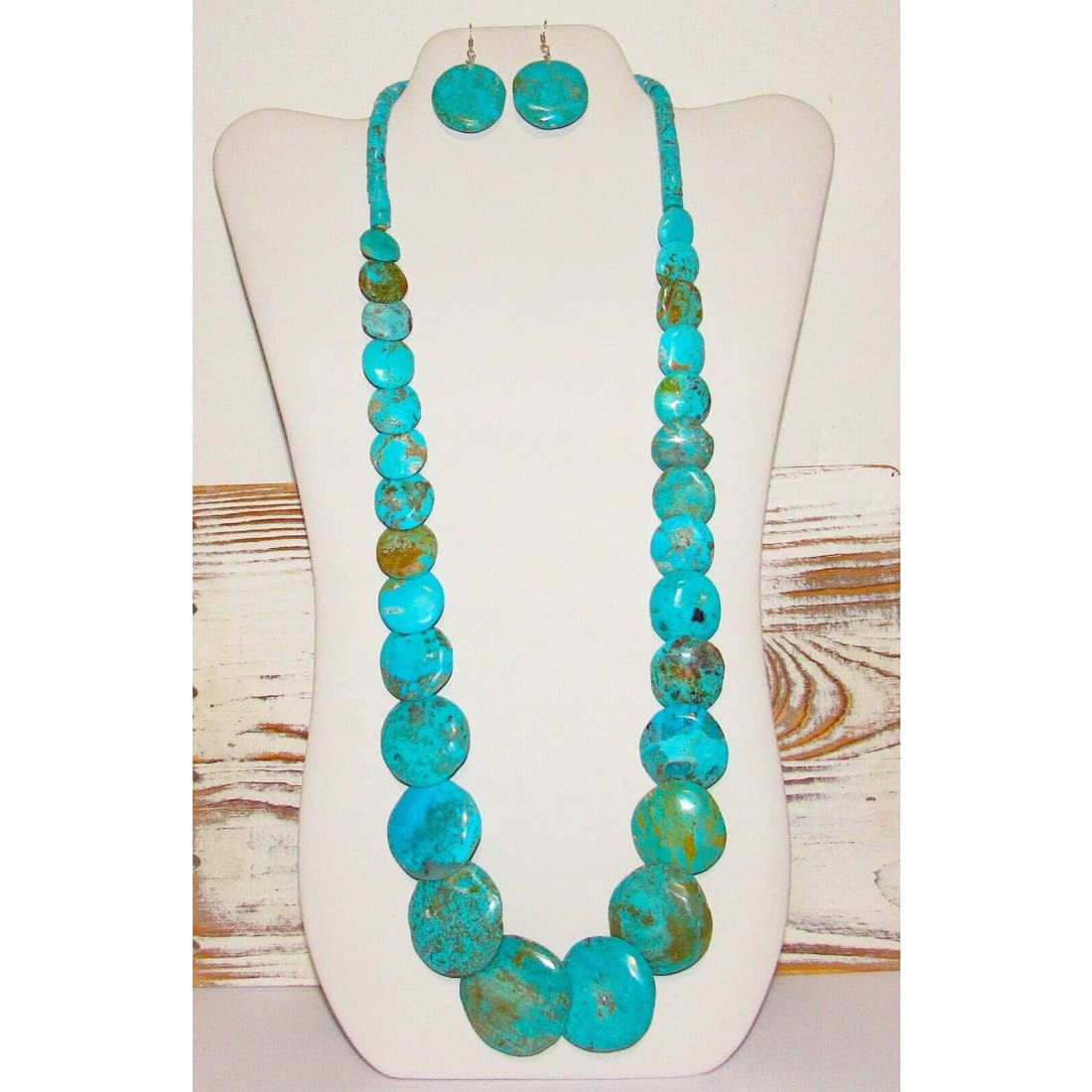 Massive Santo Domingo Kingman Turquoise Disc Heishi Necklace