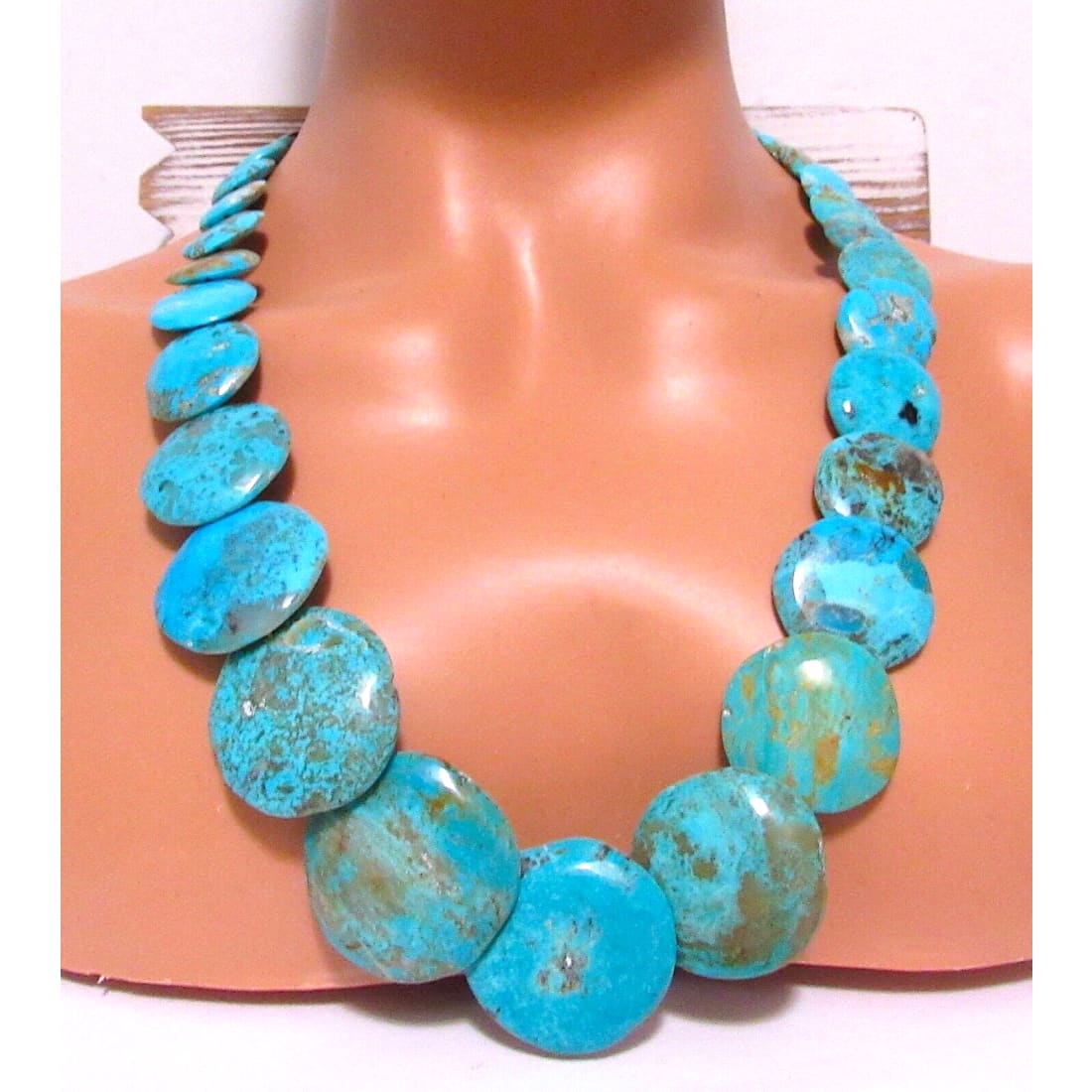 Massive Santo Domingo Kingman Turquoise Disc Heishi Necklace