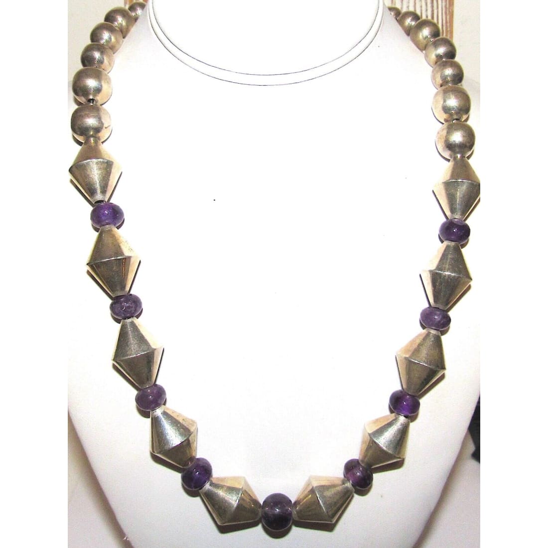 MOD Taxco Mexico Necklace Amethyst Sterling Silver Beads 