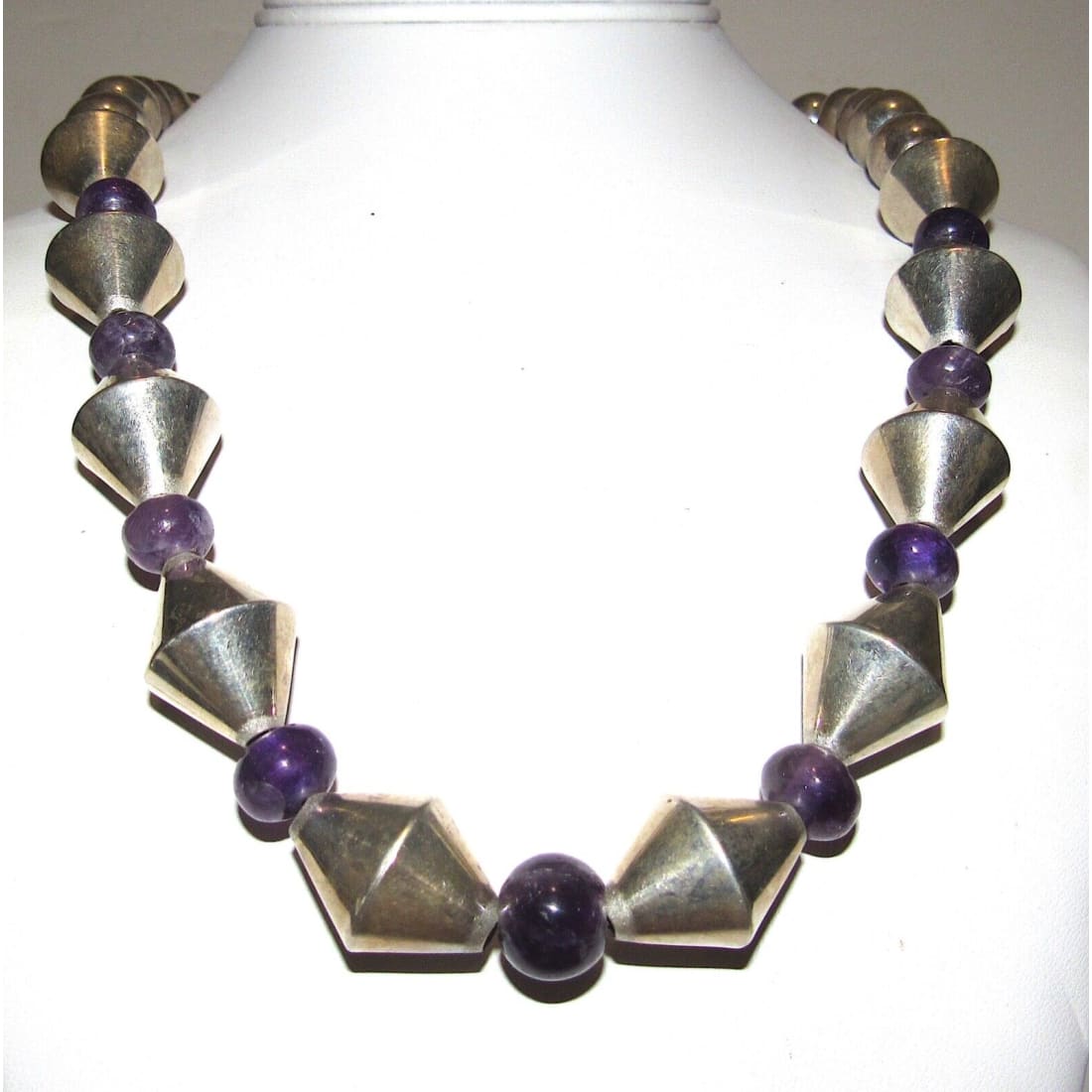 MOD Taxco Mexico Necklace Amethyst Sterling Silver Beads 