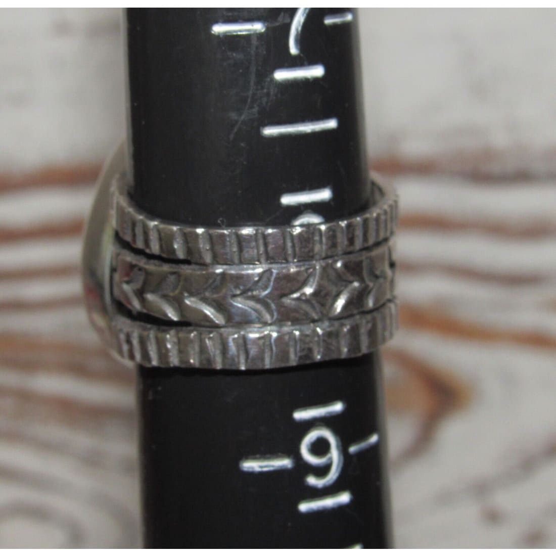 Native American Bumblebee Jasper Ring Sz 8 Signed Sterling 