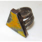 Native American Bumblebee Jasper Ring Sz 8 Signed Sterling 