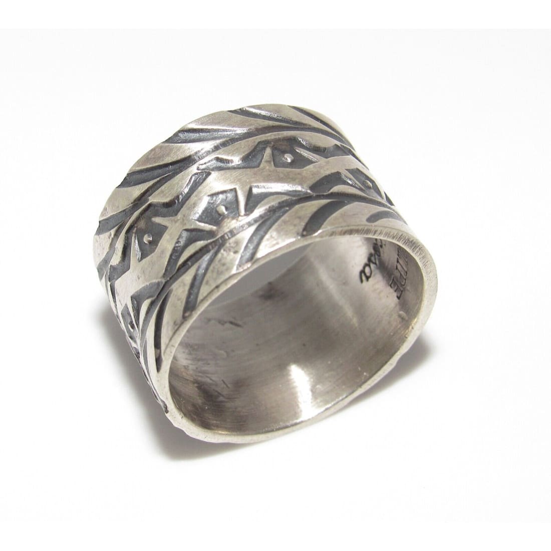 Native American Sterling Silver Band Ring Size 11 Signed San