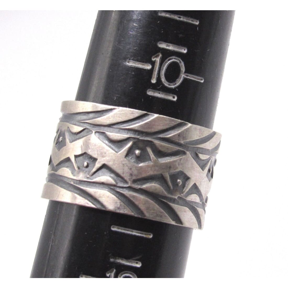 Native American Sterling Silver Band Ring Size 11 Signed San