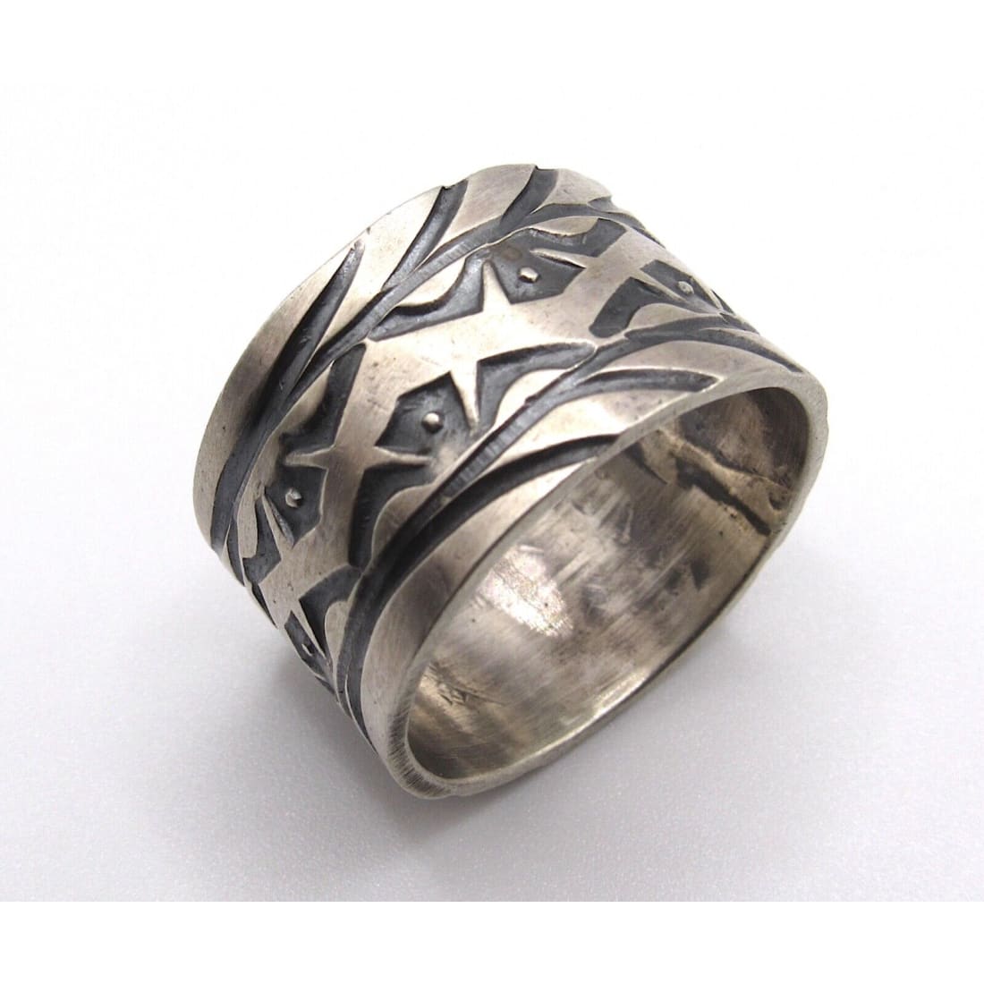 Native American Sterling Silver Band Ring Size 11 Signed San