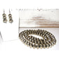 Navajo 10mm Pearls Necklace & Earrings Set Sterling Stamped 