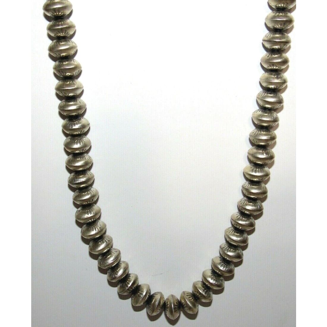Navajo 10mm Pearls Necklace & Earrings Set Sterling Stamped 