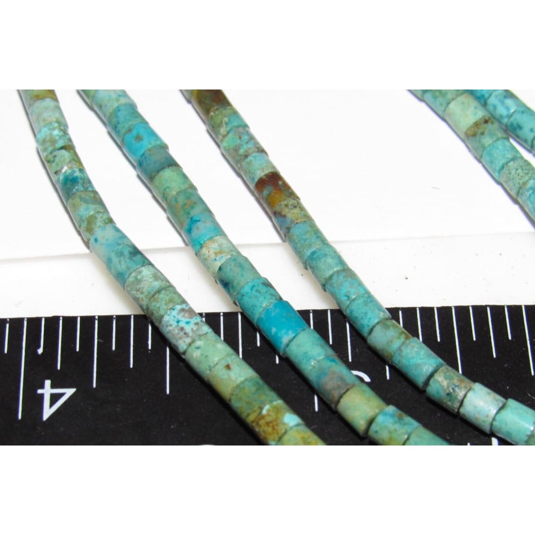 Navajo 3 Strand Rolled Turquoise Heishi Choker Necklace 18L