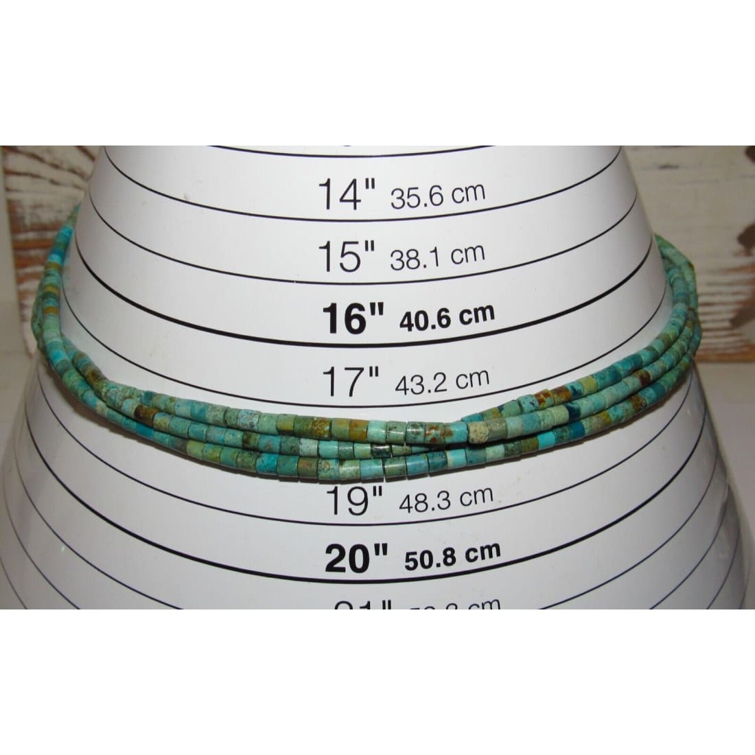 Navajo 3 Strand Rolled Turquoise Heishi Choker Necklace 18L