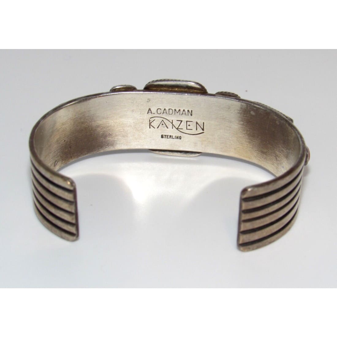 Navajo A Cadman & Kaizen Cuff Bracelet Black Jet Onyx Coral 