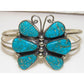 Navajo Blue Gem Turquoise Butterfly Cuff Bracelet Sterling 