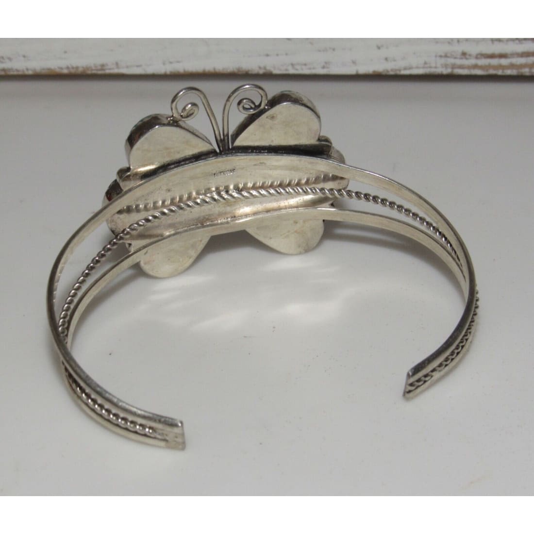 Navajo Blue Gem Turquoise Butterfly Cuff Bracelet Sterling 
