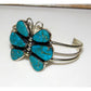 Navajo Blue Gem Turquoise Butterfly Cuff Bracelet Sterling 