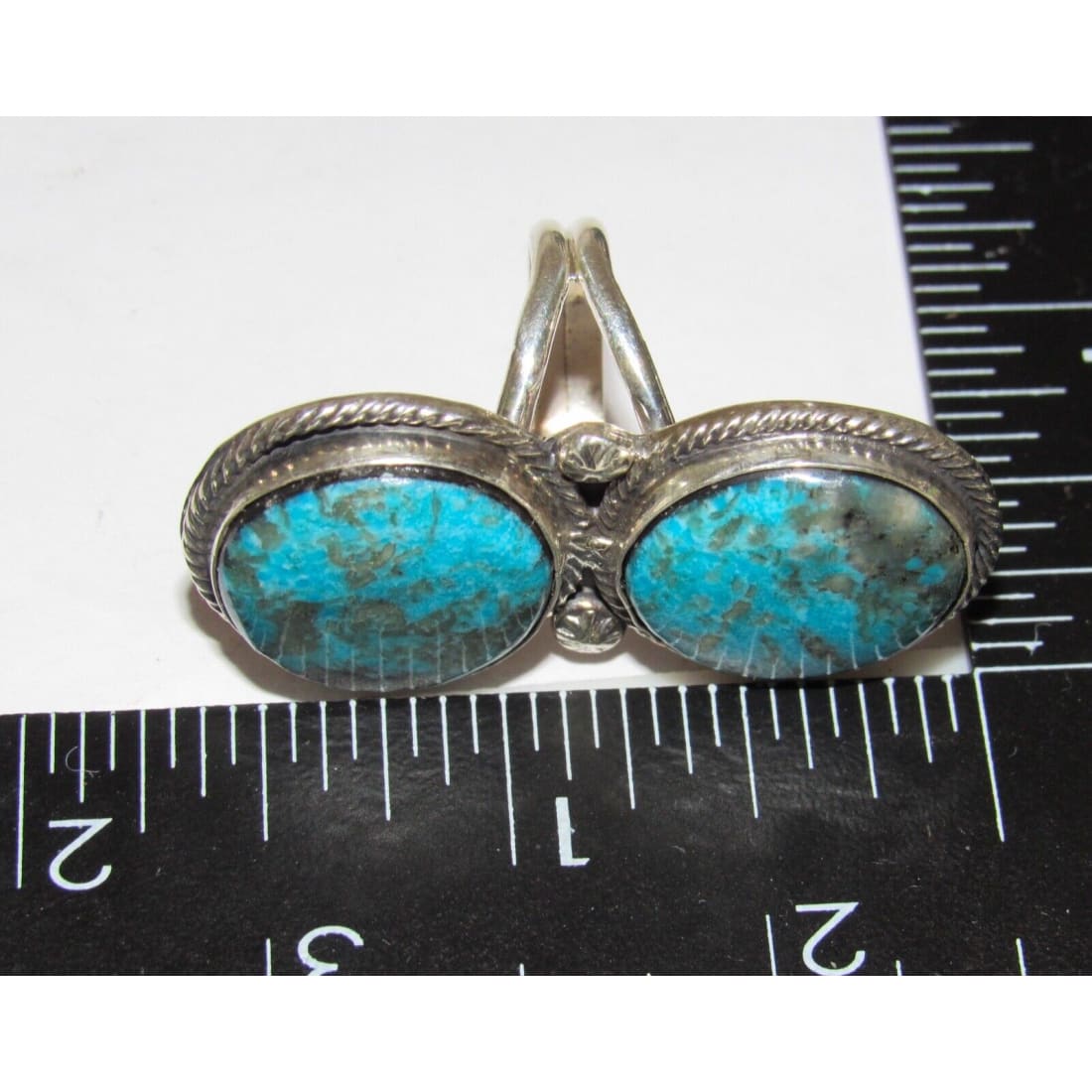 Navajo Blue Gem Turquoise Statement Ring Size 7 Sterling
