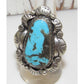 Navajo Blue Gem Turquoise Statement Ring Sz 8 Sterling 