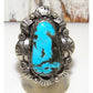 Navajo Blue Gem Turquoise Statement Ring Sz 8 Sterling 
