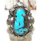 Navajo Blue Gem Turquoise Statement Ring Sz 8 Sterling 