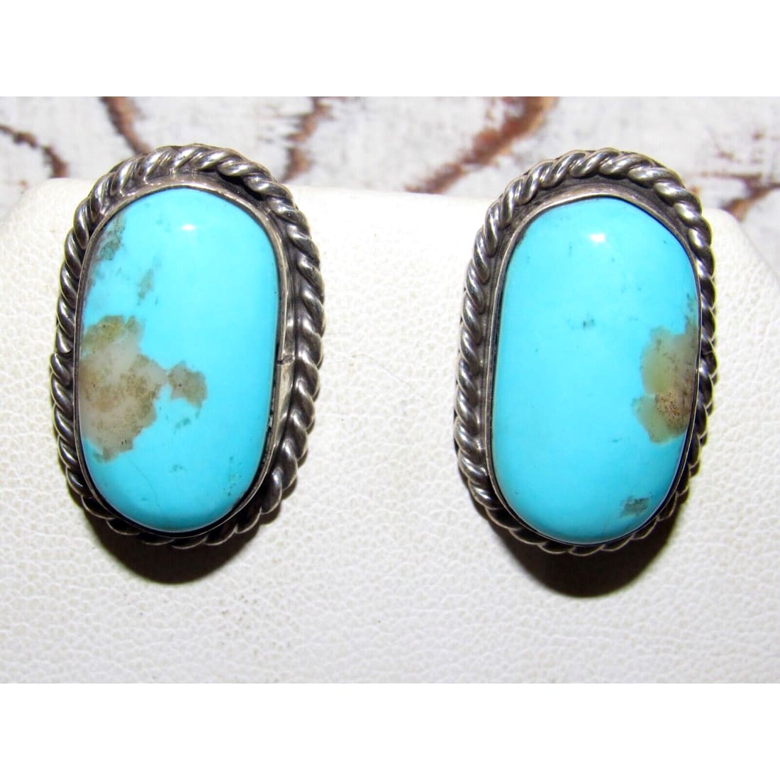 Navajo Blue Ridge Turquoise Post Earrings Sterling Silver 