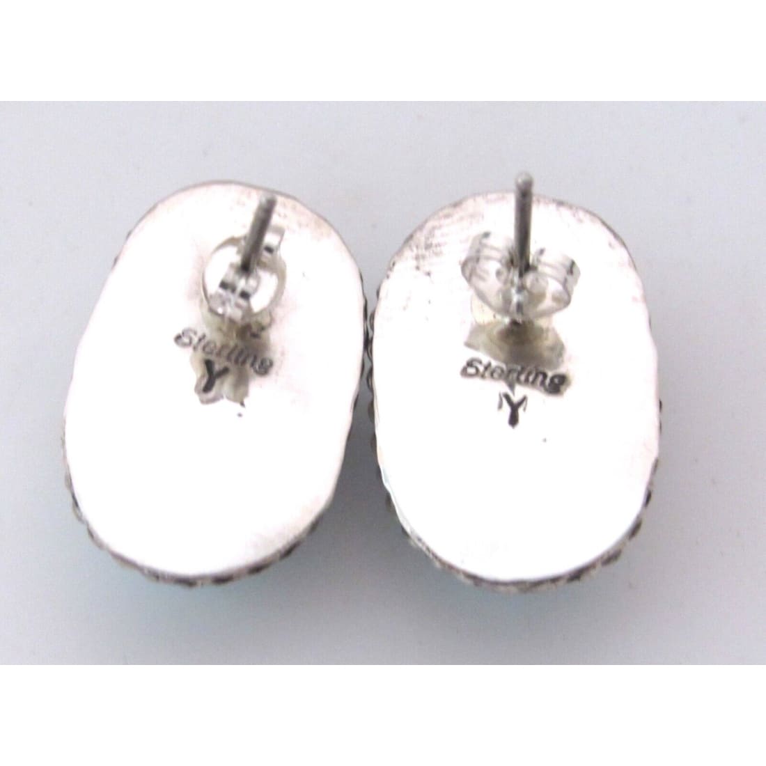 Navajo Blue Ridge Turquoise Post Earrings Sterling Silver 