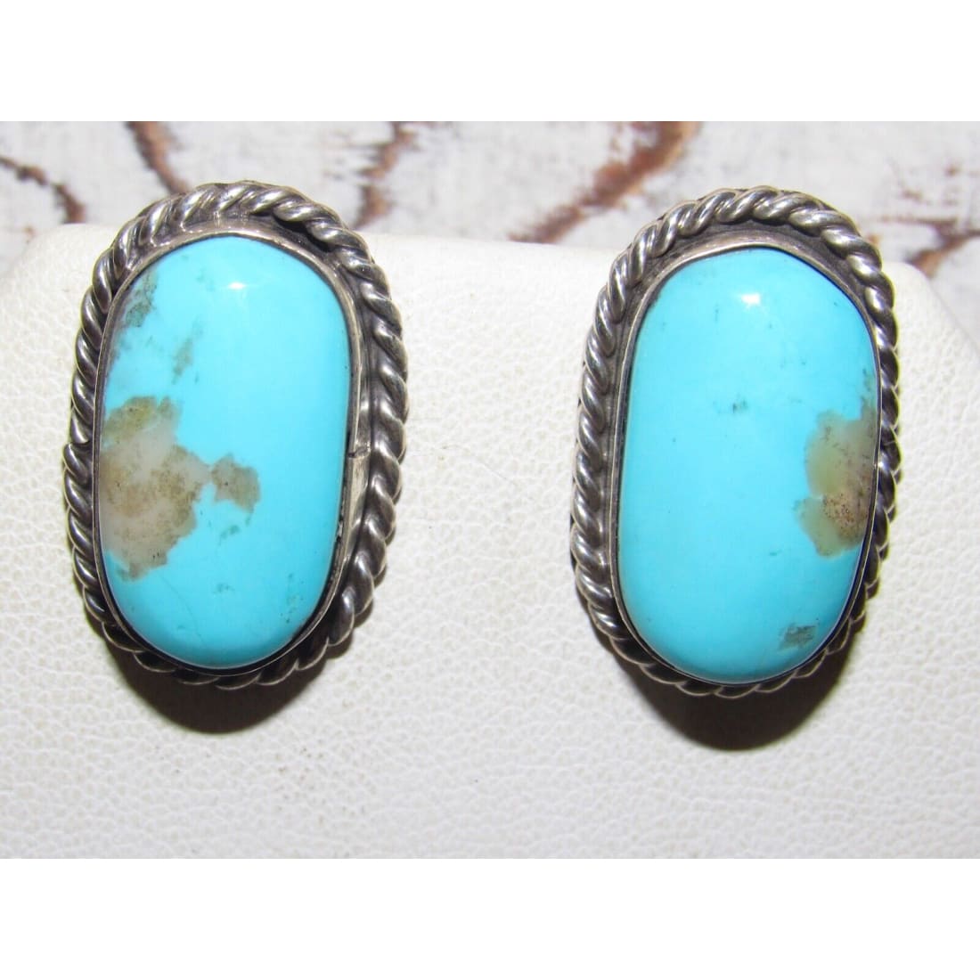 Navajo Blue Ridge Turquoise Post Earrings Sterling Silver 