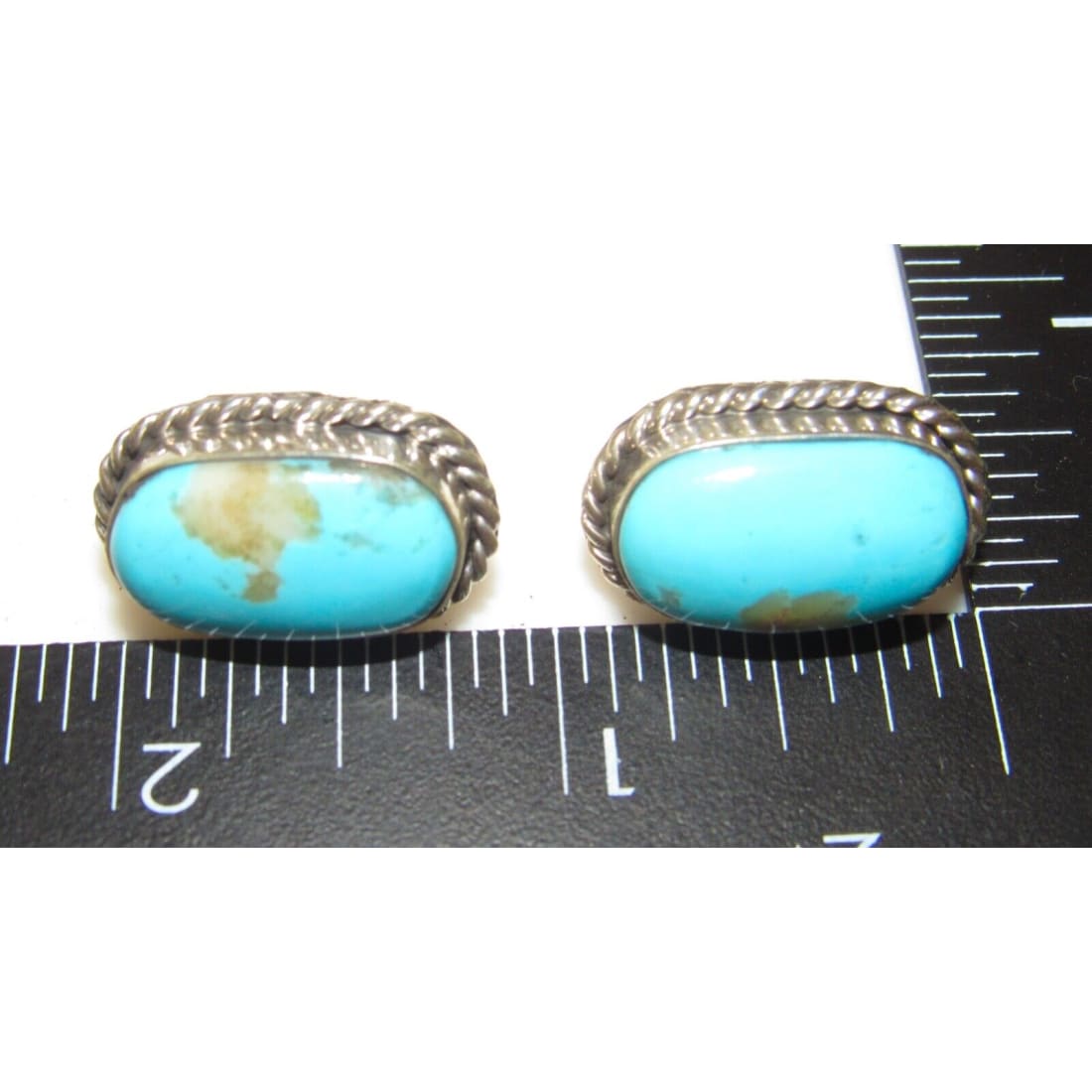 Navajo Blue Ridge Turquoise Post Earrings Sterling Silver 