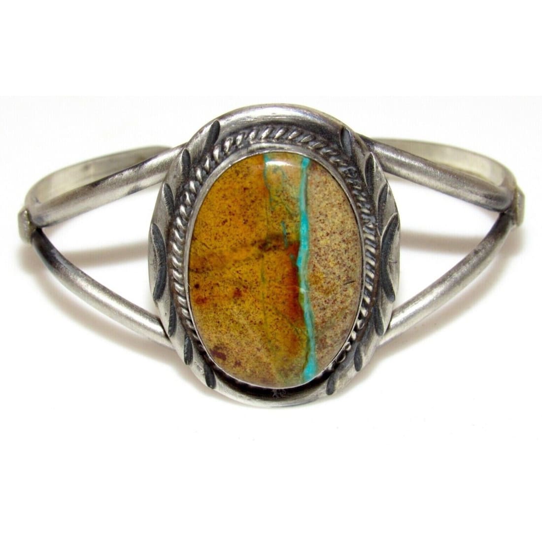 Navajo Boulder Turquoise Cuff Bracelet Sterling Silver 