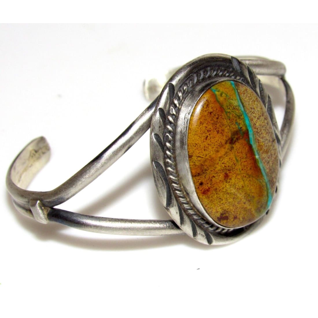 Navajo Boulder Turquoise Cuff Bracelet Sterling Silver 