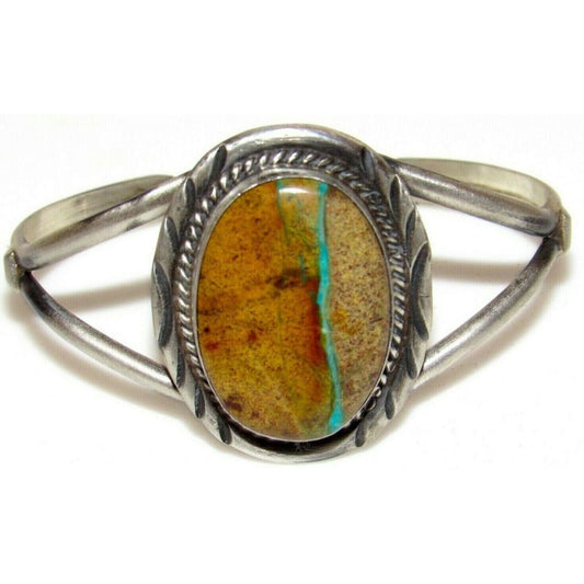 Navajo Boulder Turquoise Cuff Bracelet Sterling Silver 