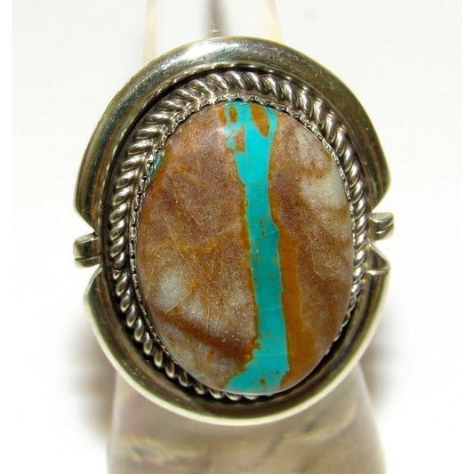 Navajo Ribbon Turquoise Ring Sz 6 Sterling Silver Native 