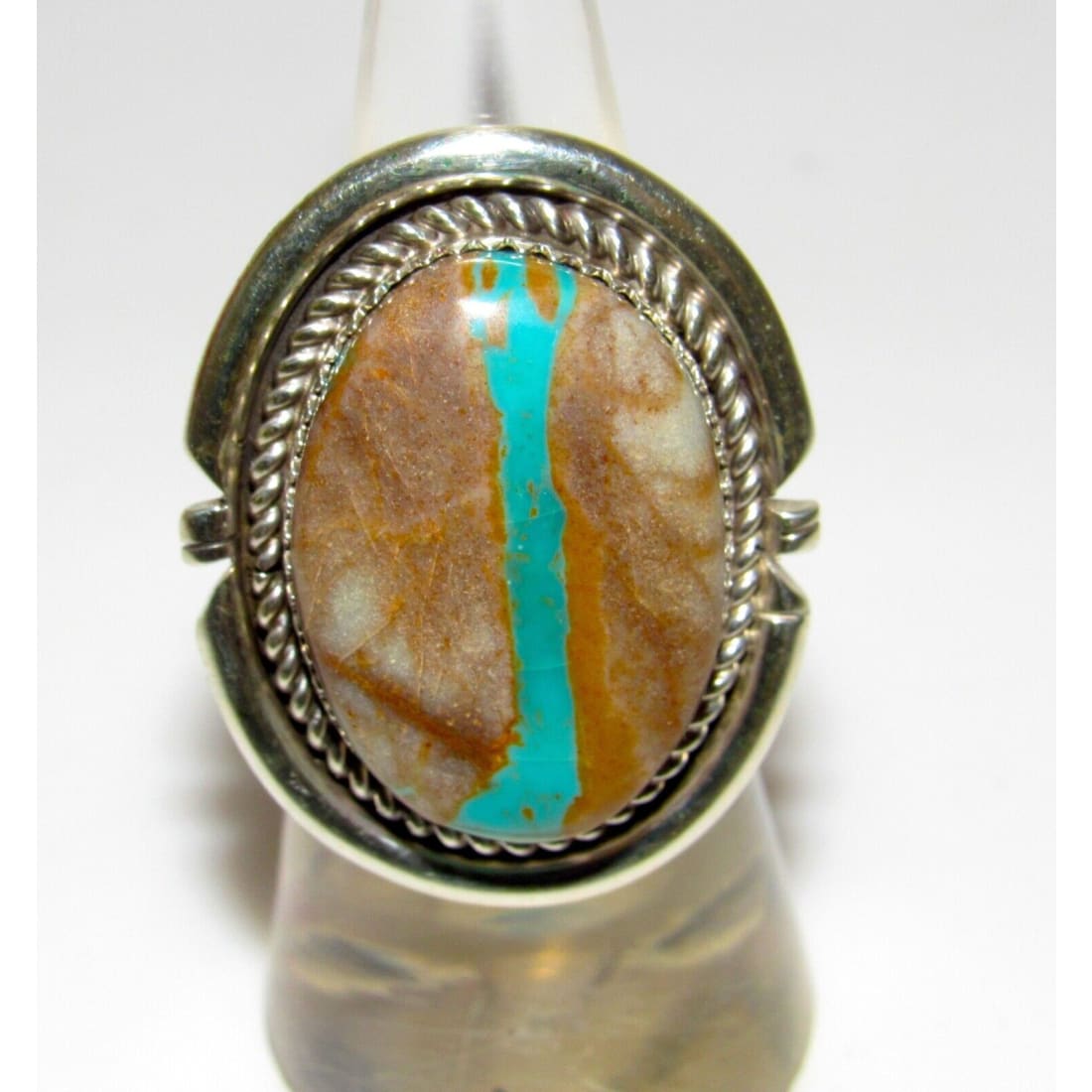 Navajo Ribbon Turquoise Ring Sz 6 Sterling Silver Native 