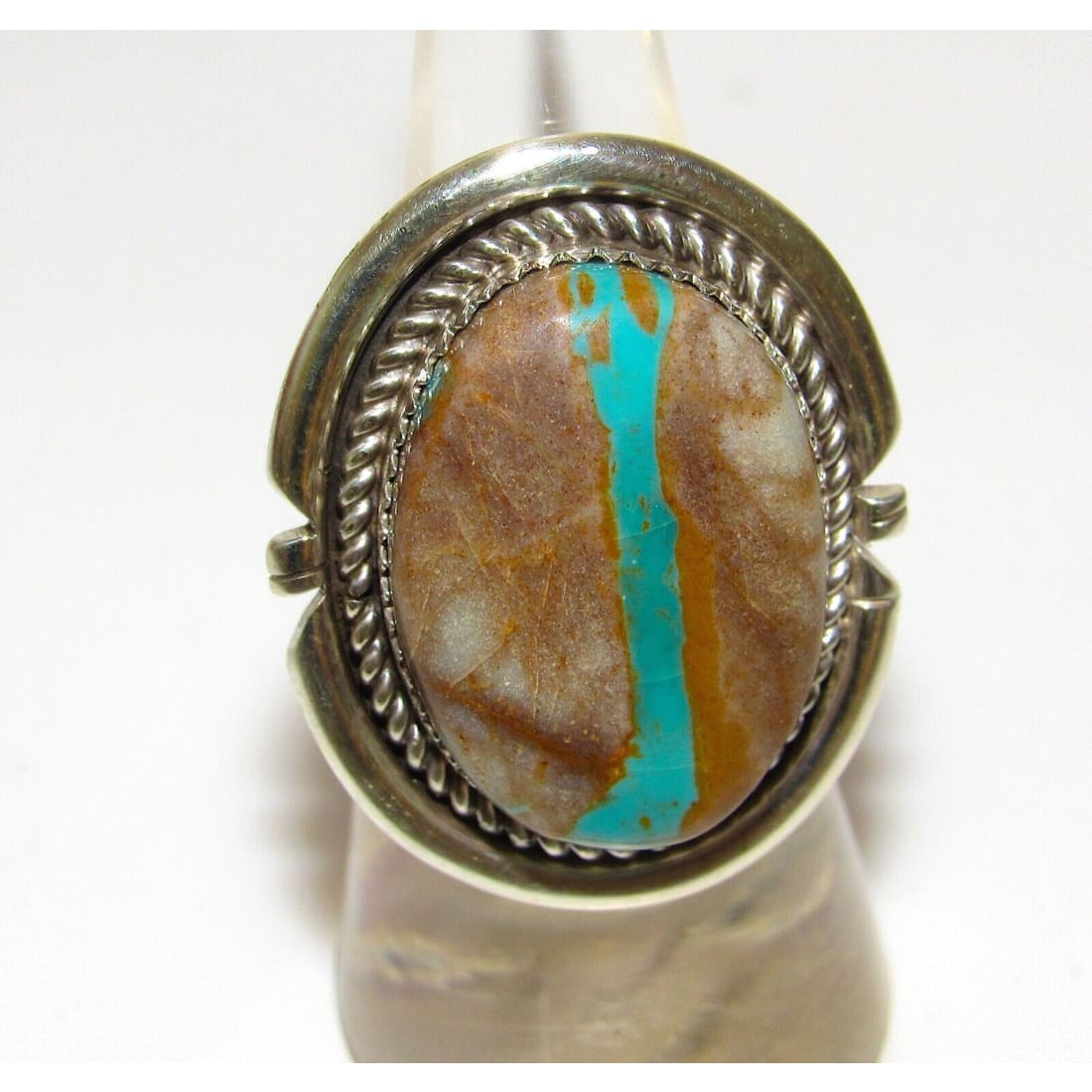 Navajo Ribbon Turquoise Ring Sz 6 Sterling Silver Native 