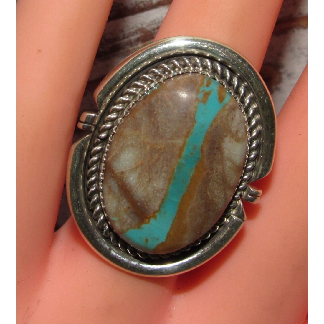 Navajo Ribbon Turquoise Ring Sz 6 Sterling Silver Native 