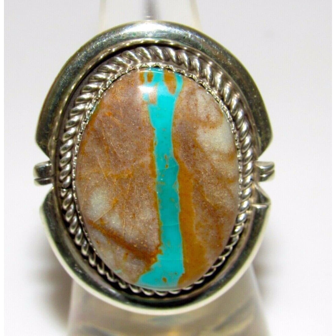 Navajo Ribbon Turquoise Ring Sz 6 Sterling Silver Native 