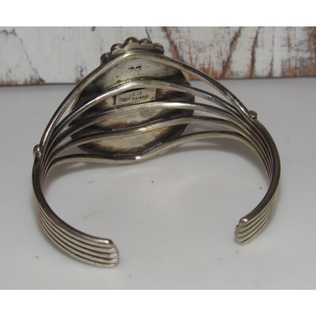 Navajo Bumblebee Jasper Cuff Bracelet Sterling Silver P. 