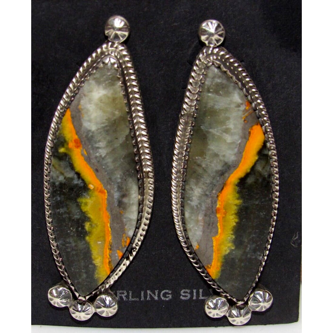 Navajo Bumblebee Jasper Post Earrings Sterling Silver P. 