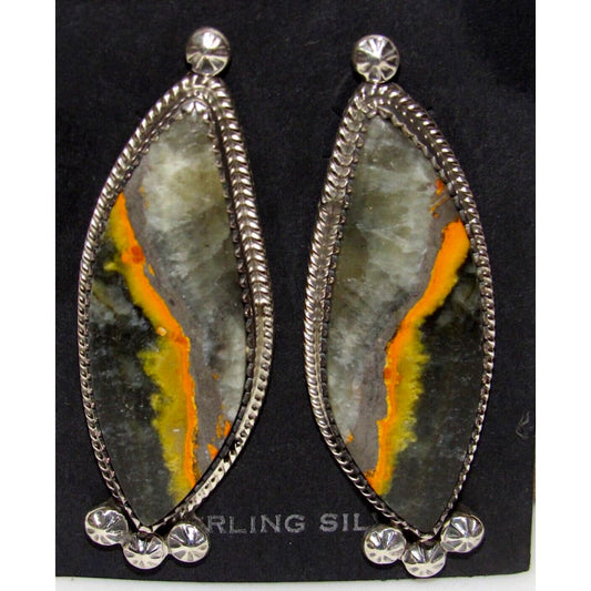 Navajo Bumblebee Jasper Post Earrings Sterling Silver P. 