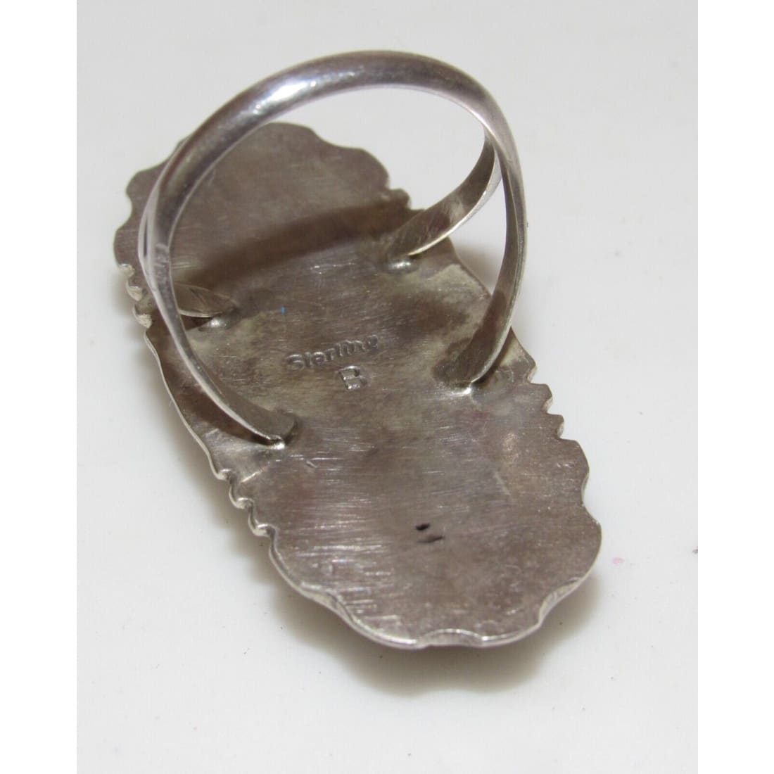 Navajo Bumblebee Jasper Ring Sz 9 Signed Sterling Silver 