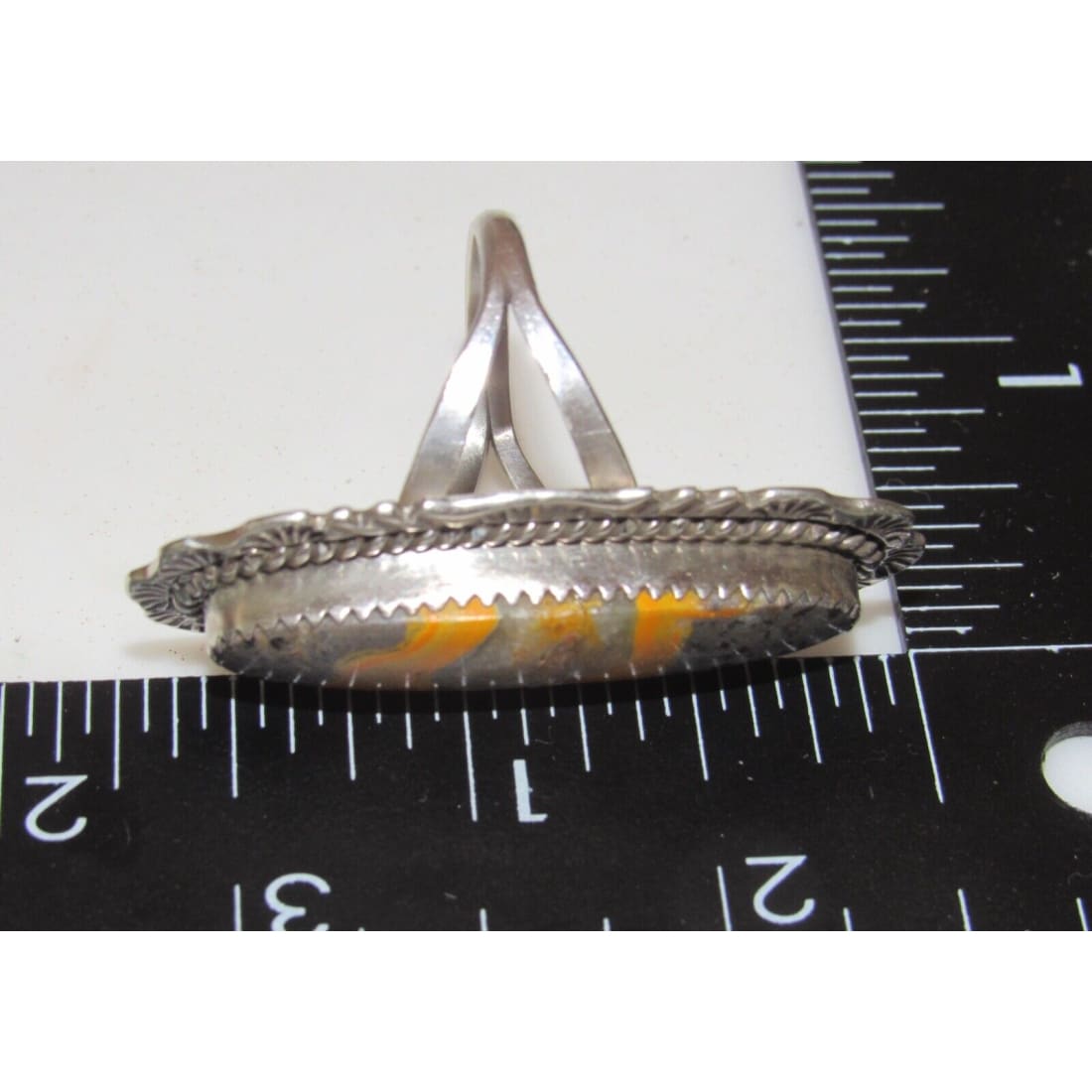 Navajo Bumblebee Jasper Ring Sz 9 Signed Sterling Silver 