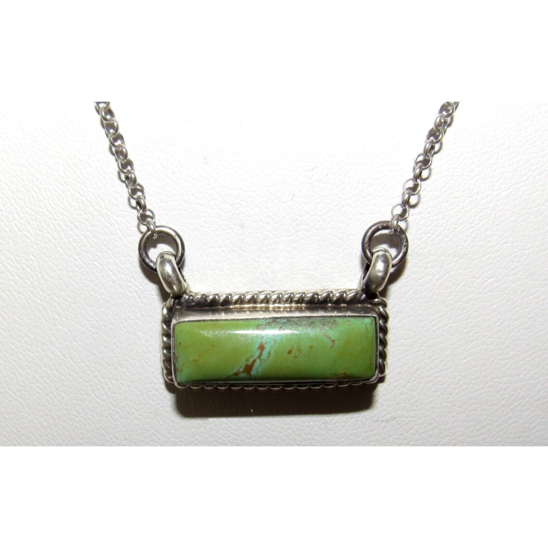 Navajo Carico Lake Turquoise Bar Necklace Sterling Silver