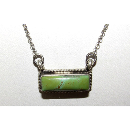 Navajo Carico Lake Turquoise Bar Necklace Sterling Silver