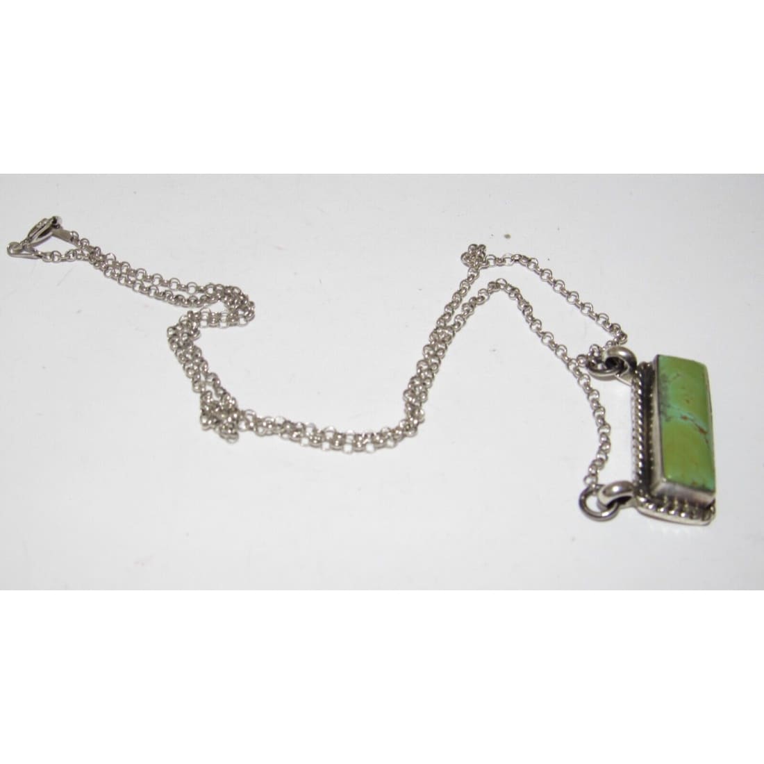 Navajo Carico Lake Turquoise Bar Necklace Sterling Silver