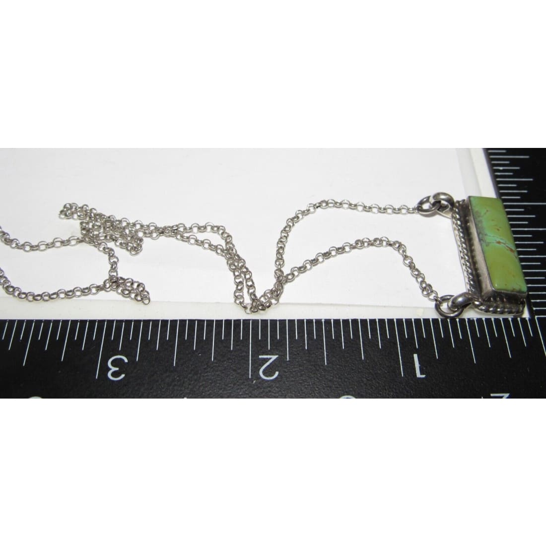 Navajo Carico Lake Turquoise Bar Necklace Sterling Silver