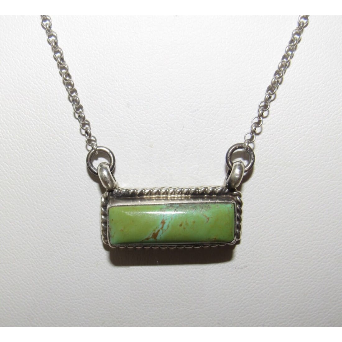 Navajo Carico Lake Turquoise Bar Necklace Sterling Silver