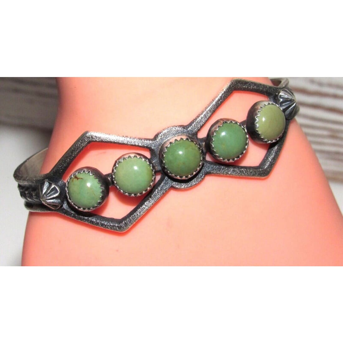 Navajo Carico Lake Turquoise Tufa Cast Sterling Silver Cuff 