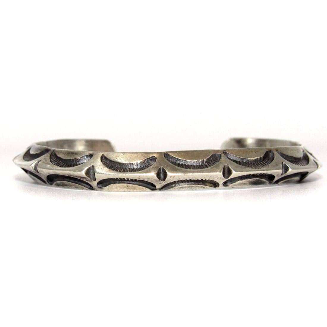 Navajo Carinated Hand Stamped Ingot Double Sided Cuff 