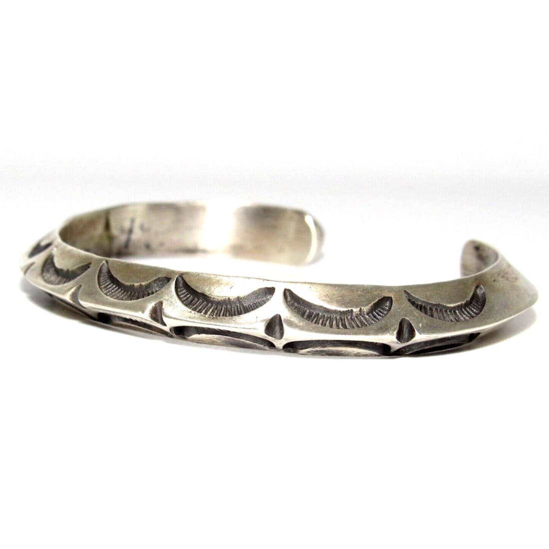 Navajo Carinated Hand Stamped Ingot Double Sided Cuff 